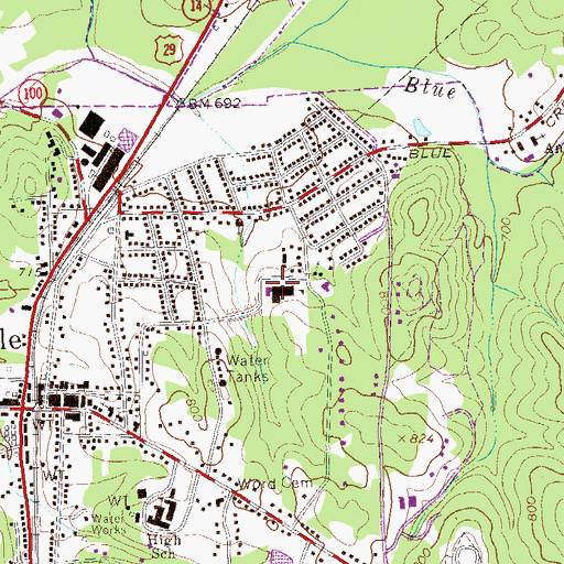 Topographic Map of T Eugene Crocker Primary School, GA