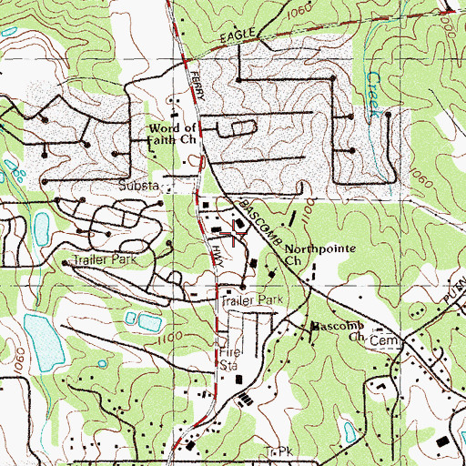 Topographic Map of Bascomb Commercial Park, GA