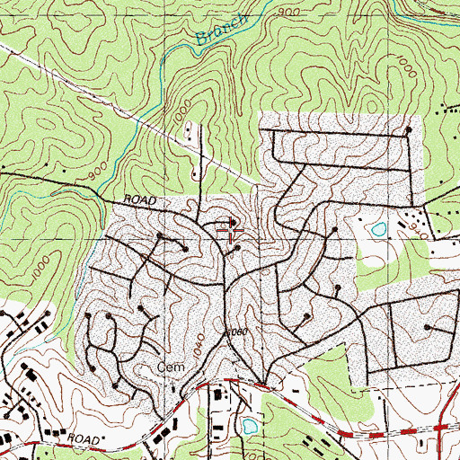 Topographic Map of Bascombs Springs, GA