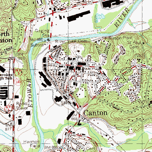 Topographic Map of Brown Park, GA