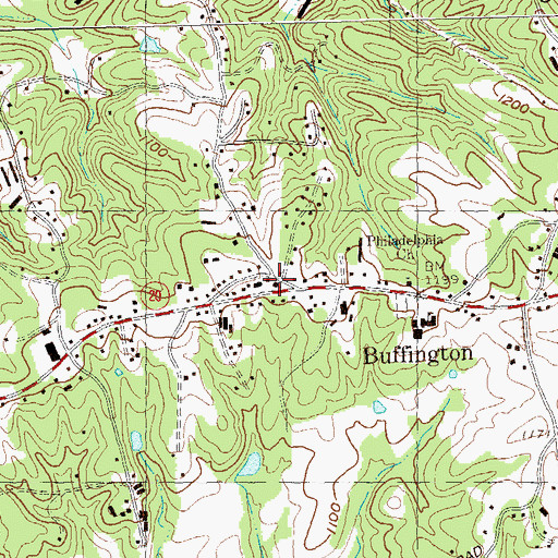Topographic Map of Buffington Church, GA