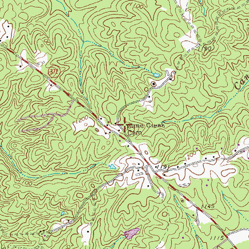 Topographic Map of Cane Creek Church (historical), GA