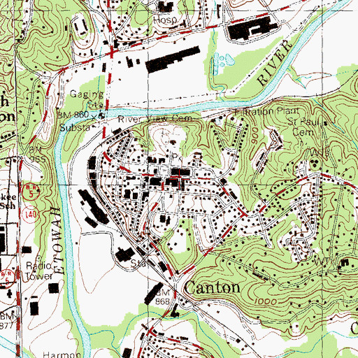 Topographic Map of Canton City Hall, GA