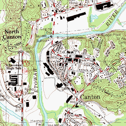 Topographic Map of Canton Grammar School (historical), GA