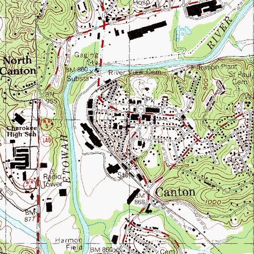 Topographic Map of Canton High School (historical), GA