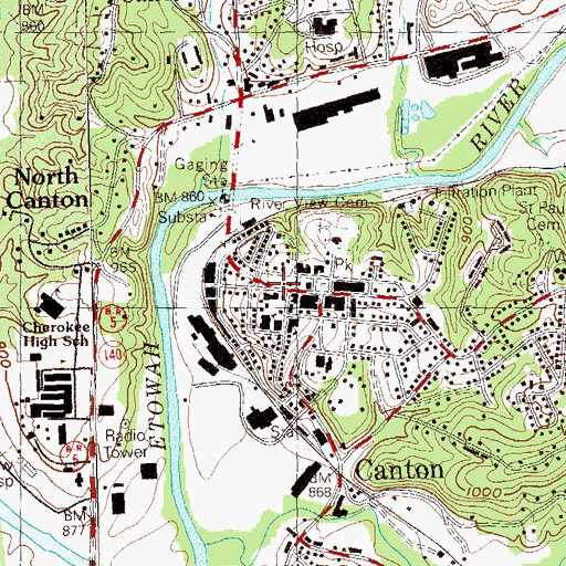 Topographic Map of Canton Post Office, GA