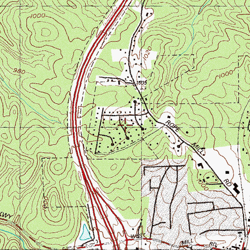 Topographic Map of Cardinal Woods, GA