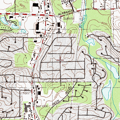 Topographic Map of Cherokee Forest, GA