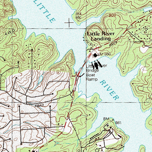 Topographic Map of Cherokee Mill, GA