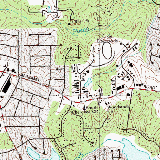 Topographic Map of Dixie Industrial Park, GA