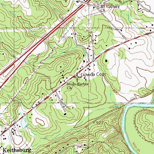 Topographic Map of Dowda Cemetery, GA