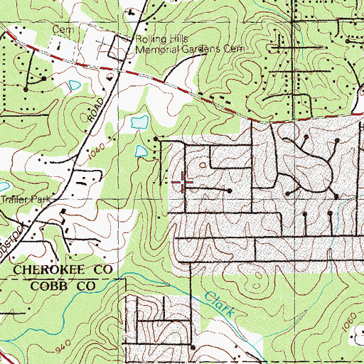 Topographic Map of Etowah Church, GA