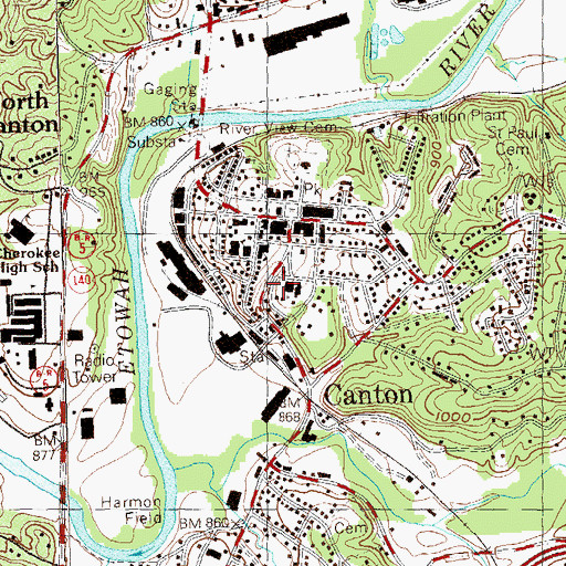 Topographic Map of First Baptist Church, GA