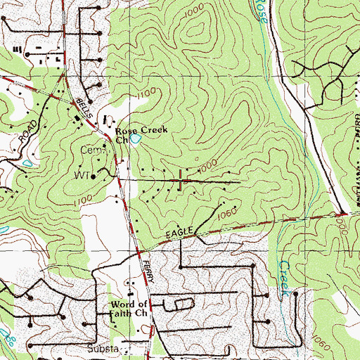 Topographic Map of Glenell, GA