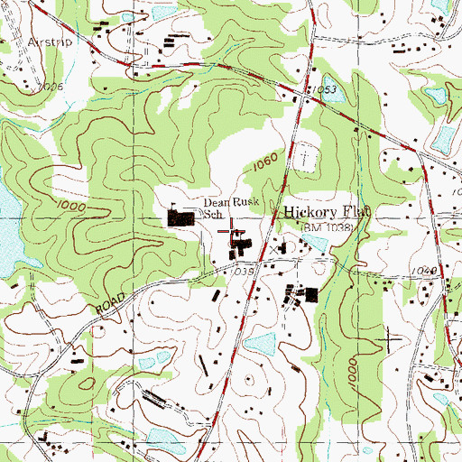 Topographic Map of Hickory Flat Elementary School, GA