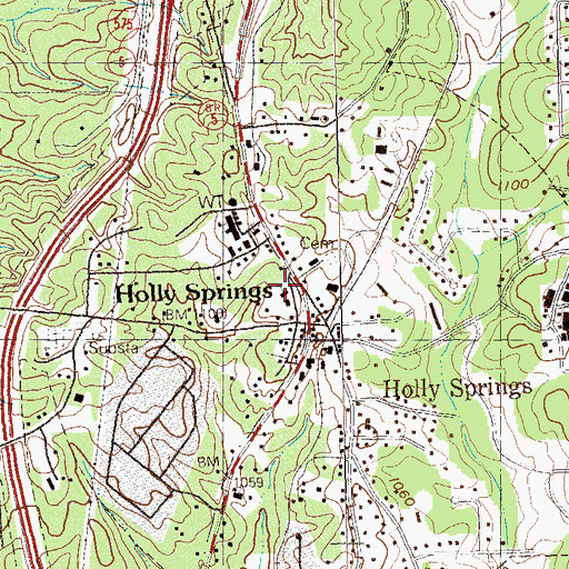 Topographic Map of Holly Springs Methodist Church, GA