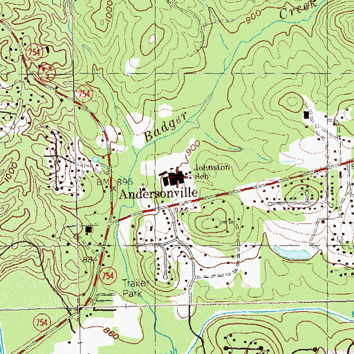 Topographic Map of Johnston Elementary School, GA