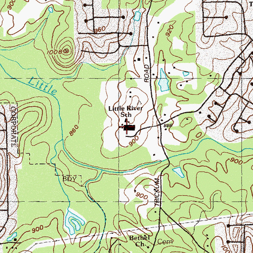 Topographic Map of Little River Elementary School, GA