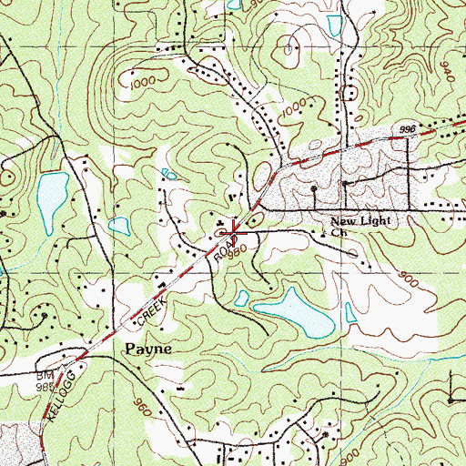 Topographic Map of New Light Church, GA