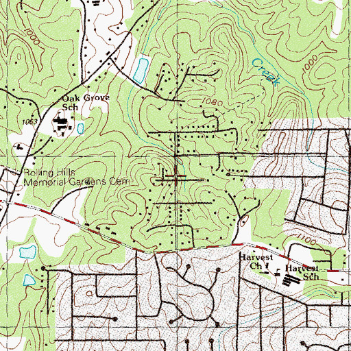 Topographic Map of Oak Grove Estates, GA