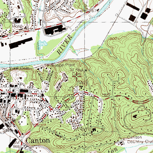 Topographic Map of Saint Paul Cemetery, GA