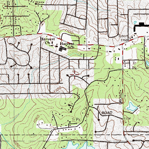 Topographic Map of Shadowbrook, GA