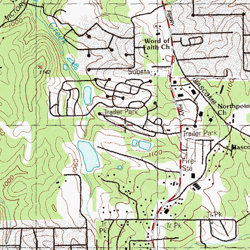 Topographic Map of Shadowood Mobile Home Park, GA