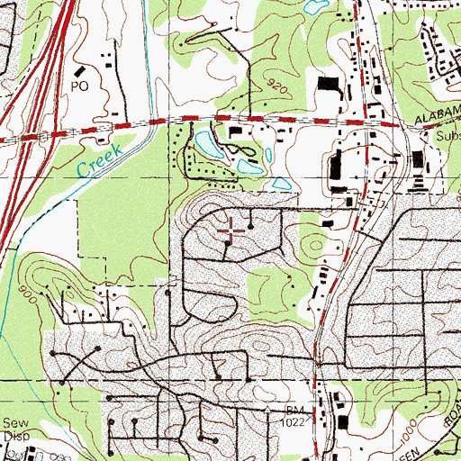 Topographic Map of Stockwood Estates, GA