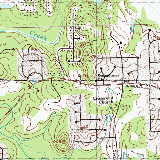 Topographic Map of Stonecrest Church, GA