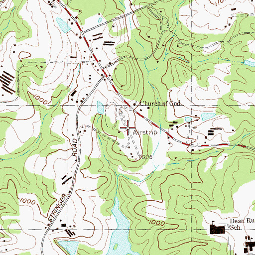 Topographic Map of Stringer Airport (historical), GA