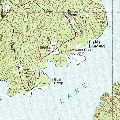 Topographic Map of Sweetwater Creek Campground, GA