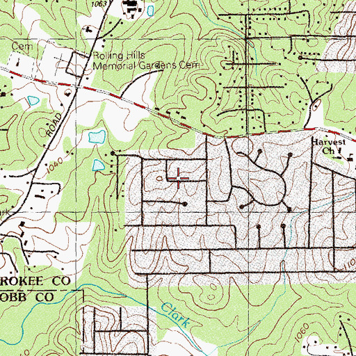 Topographic Map of The Woodlands, GA
