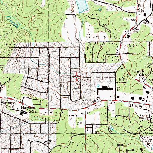 Topographic Map of Tyson Estates, GA