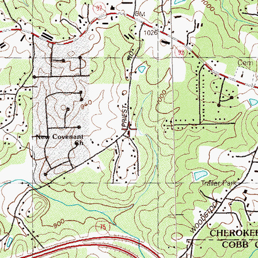 Topographic Map of Victory Church, GA