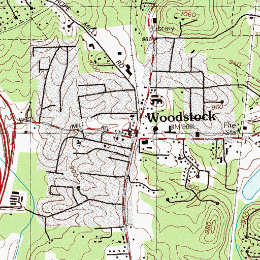 Topographic Map of Woodstock Baptist Church, GA