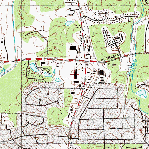 Topographic Map of Woodstock Village Shopping Center, GA
