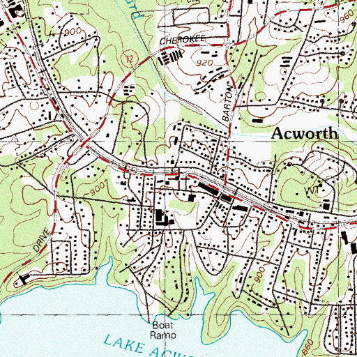 Topographic Map of Acworth Post Office, GA