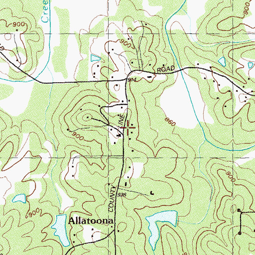 Topographic Map of Allatoona Cemetery, GA