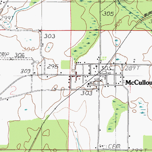 Topographic Map of McCullough Post Office, AL