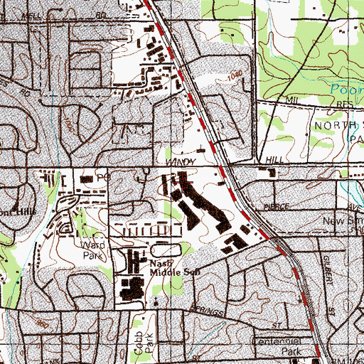 Topographic Map of Belmont Hills Shopping Center, GA