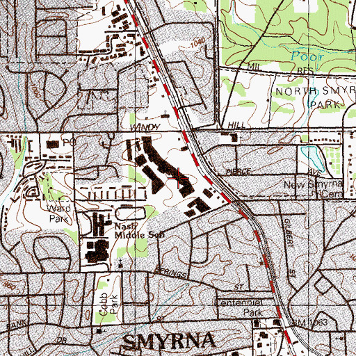 Topographic Map of Belmont Mall Shopping Center, GA