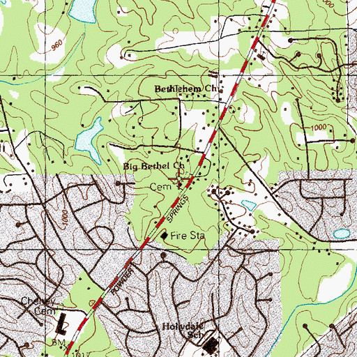 Topographic Map of Big Bethel Cemetery, GA
