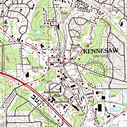 Topographic Map of Big Shanty Village Historic District, GA