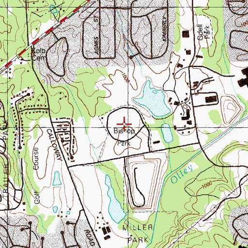 Topographic Map of Bishop Park, GA
