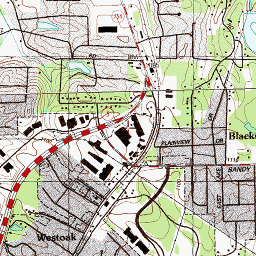 Topographic Map of Canton Road Plaza Shopping Center, GA