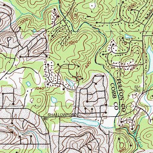 Topographic Map of Carriage Lakes, GA