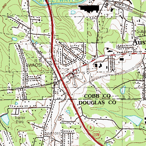 Topographic Map of Causey Chapel, GA