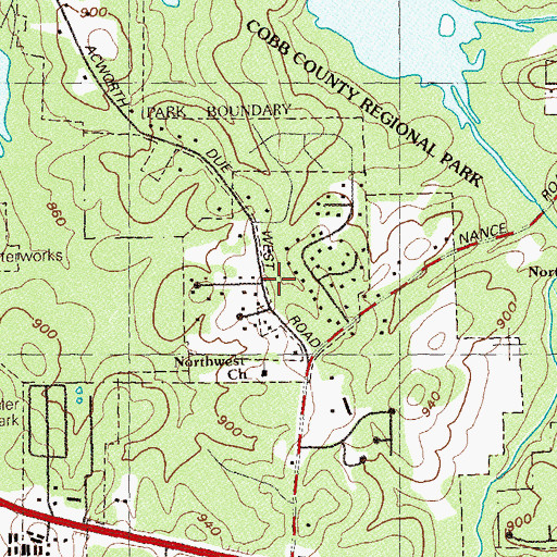Topographic Map of Chastain Cemetery, GA