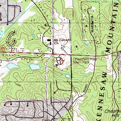 Topographic Map of Cheatham Hill Cemetery, GA