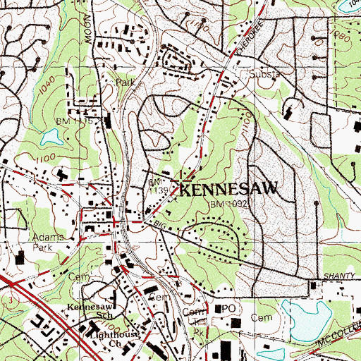 Topographic Map of Cherokee Street Historic District, GA